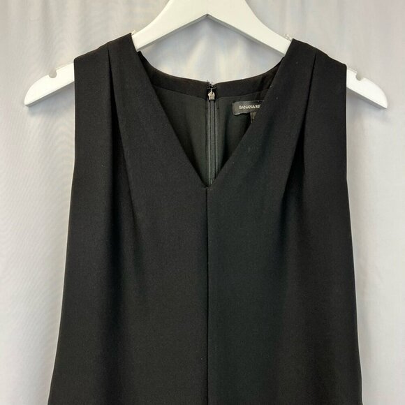 Banana Republic Womens A Line Dress Solid Black V Neck Sleeveless Knee Length 2 - Picture 6 of 11